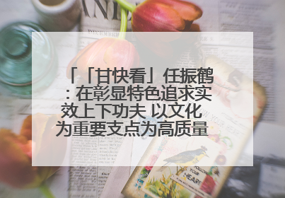 「甘快看」任振鹤：在彰显特色追求实效上下功夫 以文化为重要支点为高质量发展增添动能