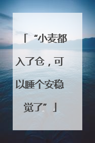 “小麦都入了仓，可以睡个安稳觉了”