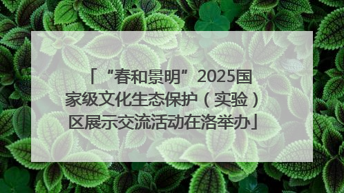 “春和景明”2025国家级文化生态保护（实验）区展示交流活动在洛举办
