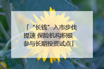 “长钱”入市步伐提速 保险机构积极参与长期投资试点