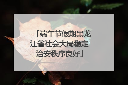 端午节假期黑龙江省社会大局稳定治安秩序良好