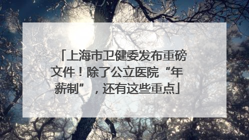 上海市卫健委发布重磅文件！除了公立医院“年薪制”，还有这些重点