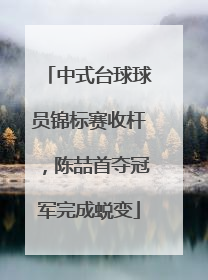 中式台球球员锦标赛收杆，陈喆首夺冠军完成蜕变