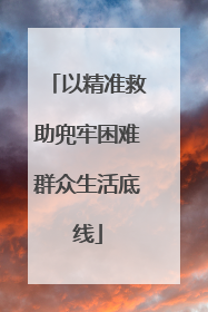 以精准救助兜牢困难群众生活底线
