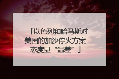 以色列和哈马斯对美国的加沙停火方案态度显“温差”