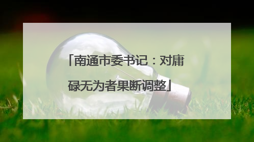 南通市委书记：对庸碌无为者果断调整