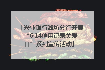 兴业银行潍坊分行开展“6·14信用记录关爱日”系列宣传活动