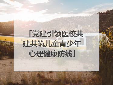 党建引领医校共建共筑儿童青少年心理健康防线