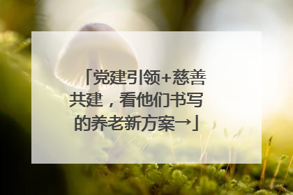 党建引领+慈善共建，看他们书写的养老新方案→