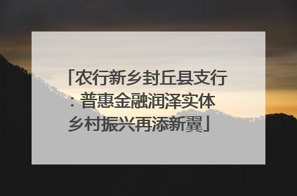农行新乡封丘县支行：普惠金融润泽实体 乡村振兴再添新翼