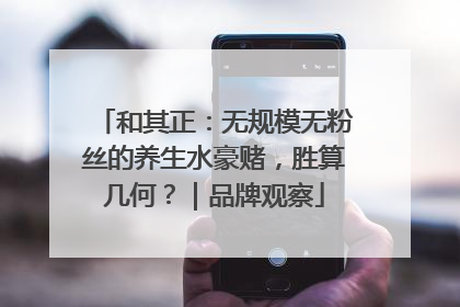 和其正：无规模无粉丝的养生水豪赌，胜算几何？｜品牌观察