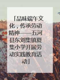 品味端午文化，传承劳动精神——五河县东刘集镇夏集小学开展劳动实践教育活动