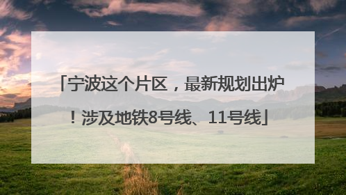 宁波这个片区，最新规划出炉！涉及地铁8号线、11号线