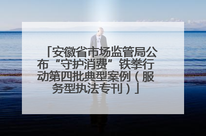 安徽省市场监管局公布“守护消费”铁拳行动第四批典型案例（服务型执法专刊）