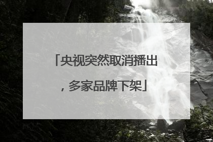 央视突然取消播出，多家品牌下架
