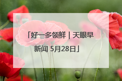 好一多领鲜｜天眼早新闻 5月28日