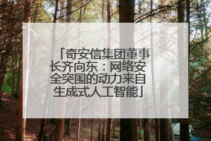 奇安信集团董事长齐向东：网络安全突围的动力来自生成式人工智能