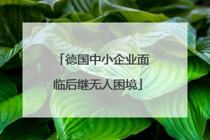 德国中小企业面临后继无人困境