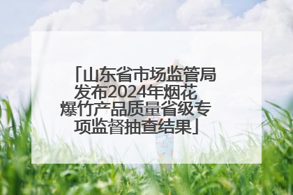 山东省市场监管局发布2024年烟花爆竹产品质量省级专项监督抽查结果