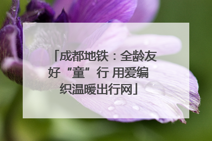 成都地铁：全龄友好“童”行 用爱编织温暖出行网