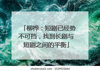 柳桦：短剧已经势不可挡，找到长剧与短剧之间的平衡