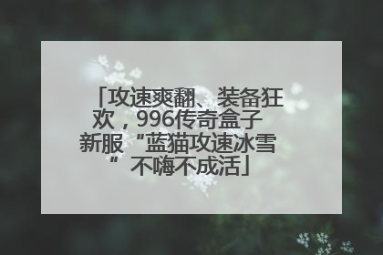攻速爽翻、装备狂欢，996传奇盒子新服“蓝猫攻速冰雪”不嗨不成活