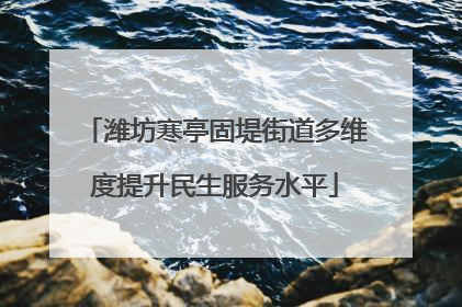潍坊寒亭固堤街道多维度提升民生服务水平