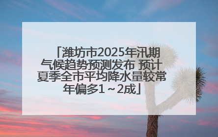 潍坊市2025年汛期气候趋势预测发布 预计夏季全市平均降水量较常年偏多1～2成