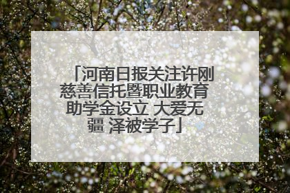 河南日报关注许刚慈善信托暨职业教育助学金设立 大爱无疆 泽被学子