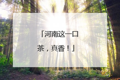河南这一口茶，真香！