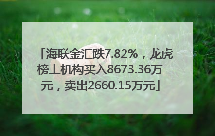 海联金汇跌7.82%，龙虎榜上机构买入8673.36万元，卖出2660.15万元