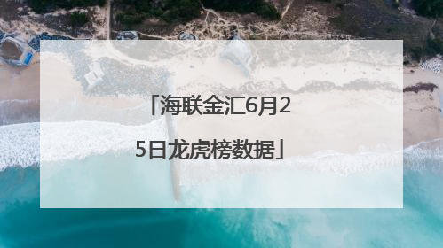海联金汇6月25日龙虎榜数据
