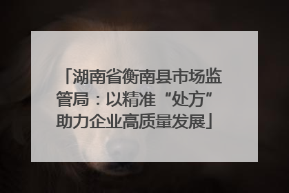 湖南省衡南县市场监管局：以精准“处方”助力企业高质量发展