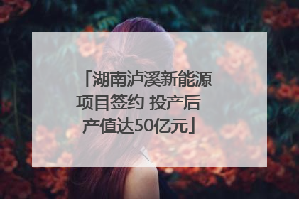湖南泸溪新能源项目签约 投产后产值达50亿元