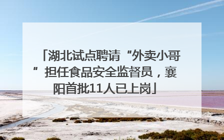 湖北试点聘请“外卖小哥”担任食品安全监督员，襄阳首批11人已上岗