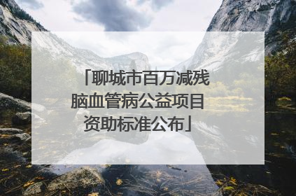 聊城市百万减残脑血管病公益项目资助标准公布