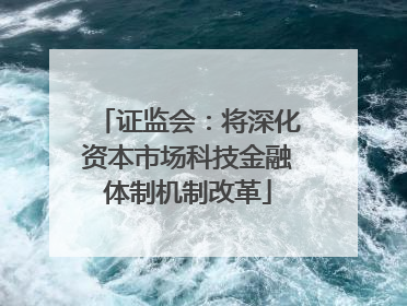 证监会：将深化资本市场科技金融体制机制改革