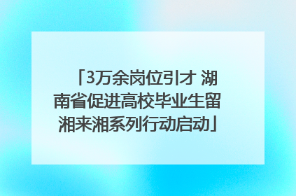 3万余岗位引才 湖南省促进高校毕业生留湘来湘系列行动启动
